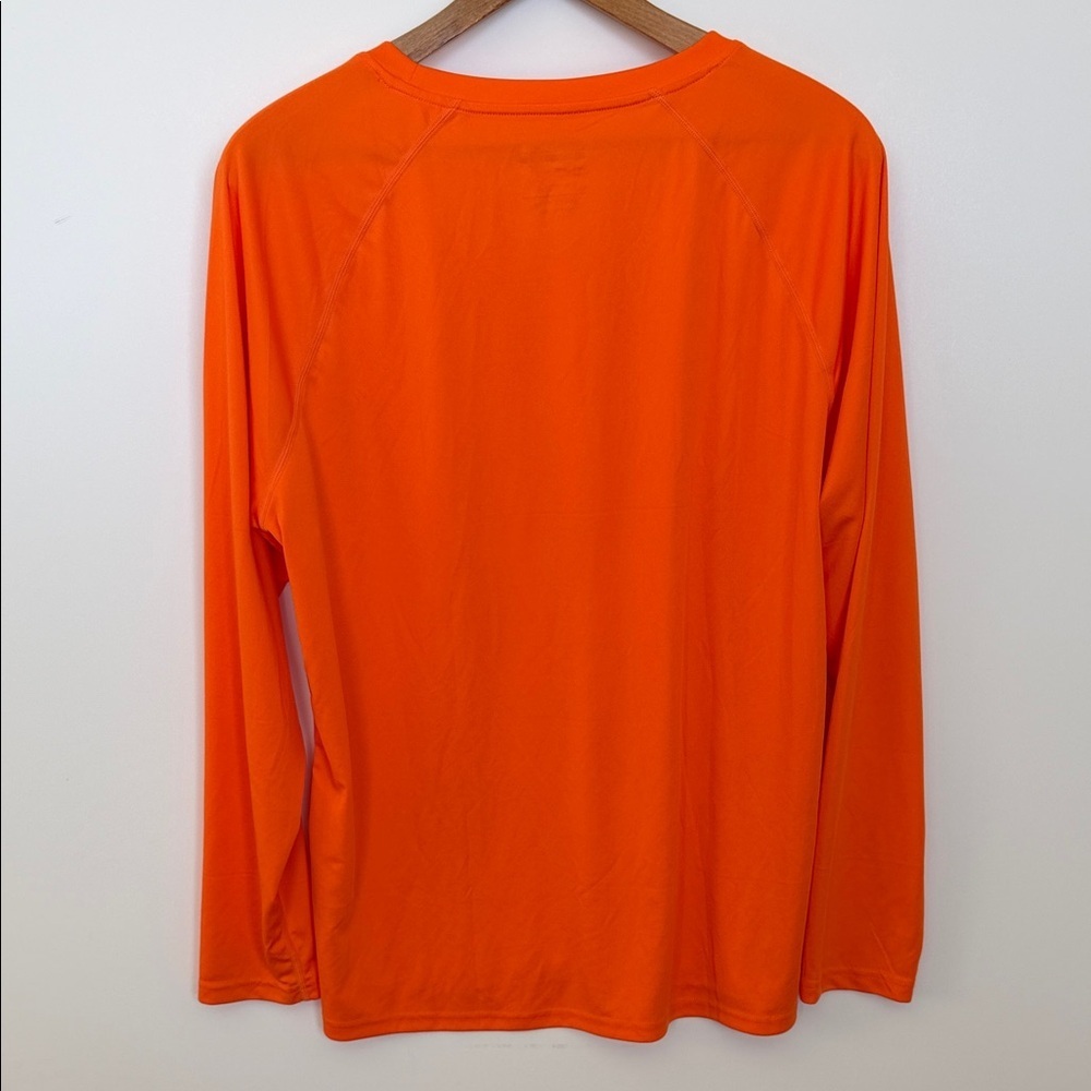 Orange Long Sleeve Performance Shirt Men 2XL 100% Polyester Athletic Tee - Picture 5 of 7